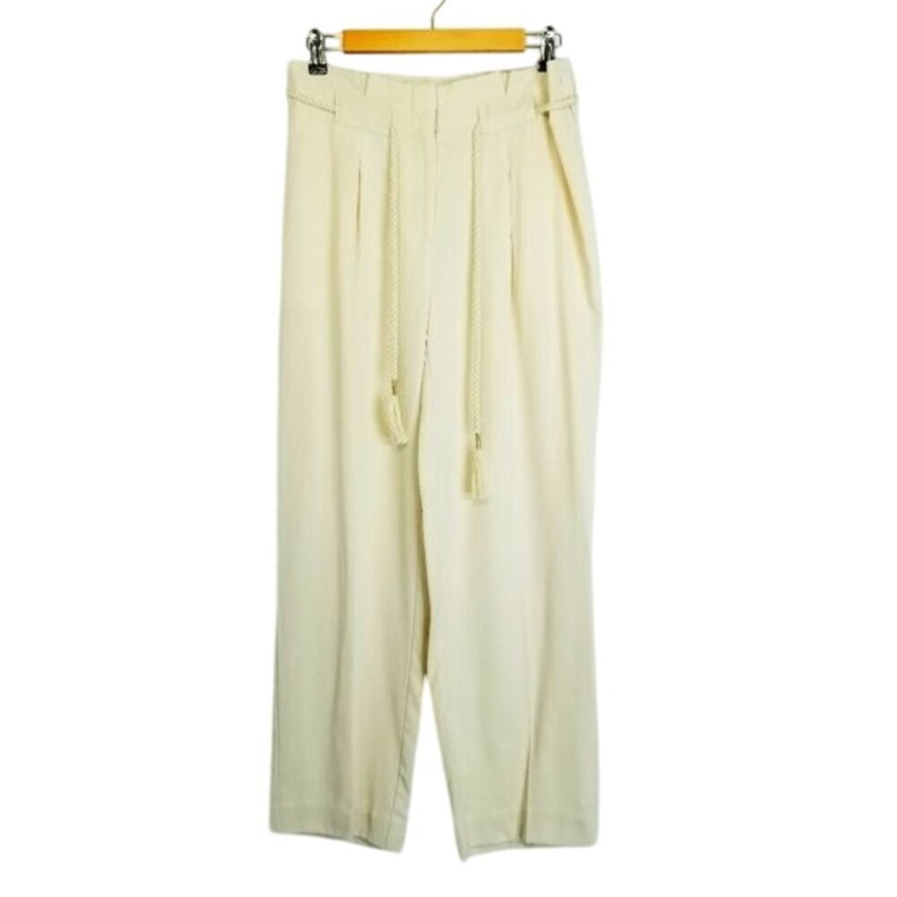 Chicos Womens Straight Leg Pants Size 6R / 0.5R Lyocell‎ Blend Natural Cream